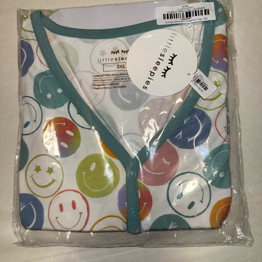 Little Sleepies Positive Vibes Multicolor Smiley Pajama Top